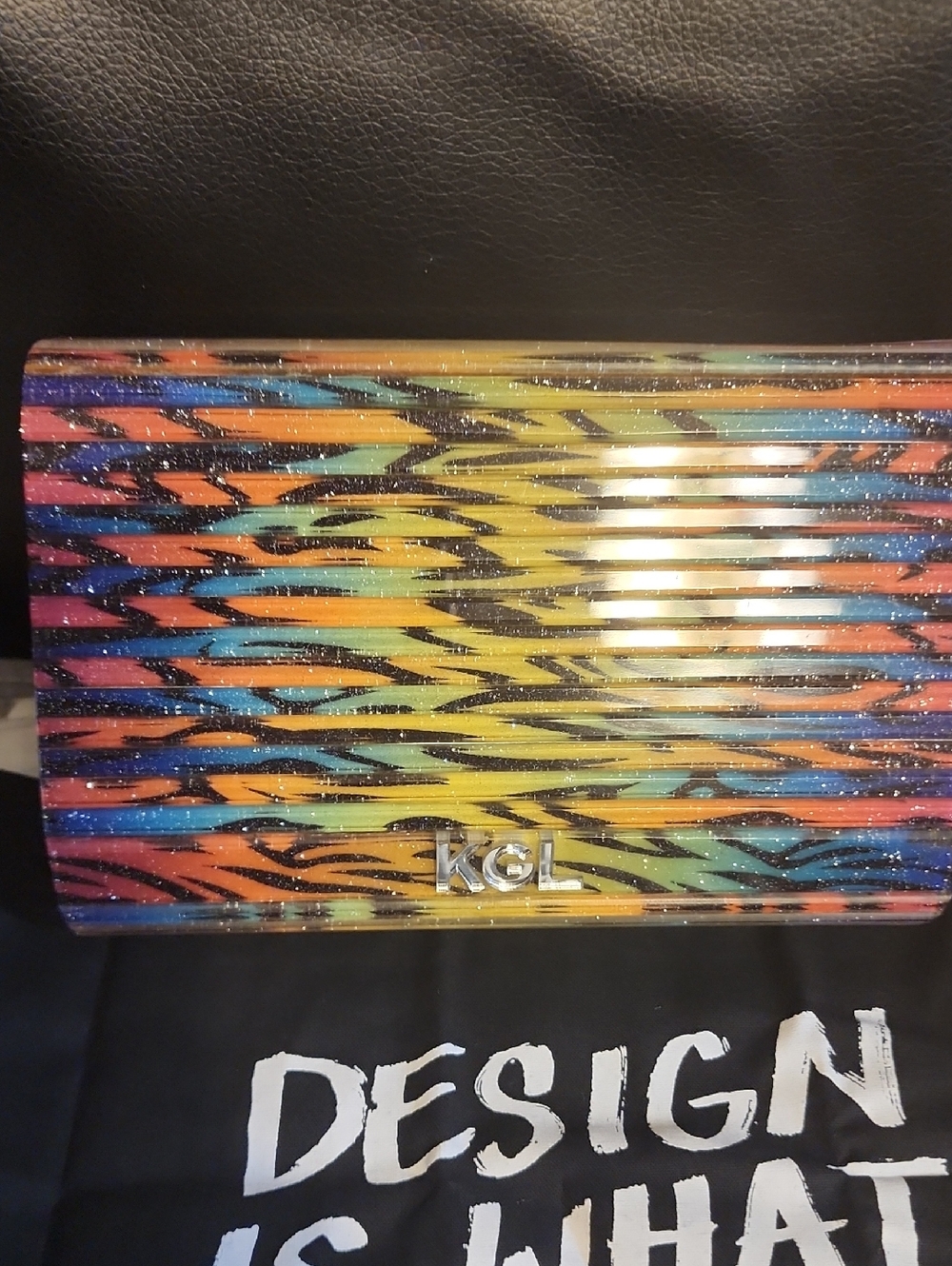 Kurt Geiger Rainbow Zebra Stripe Clutch - Picture 3 of 6